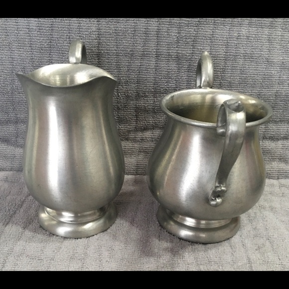 Vintage Preisner 2062 Solid Pewter Ornate Creamer & Sugar Bowl without Lid - Picture 4 of 10